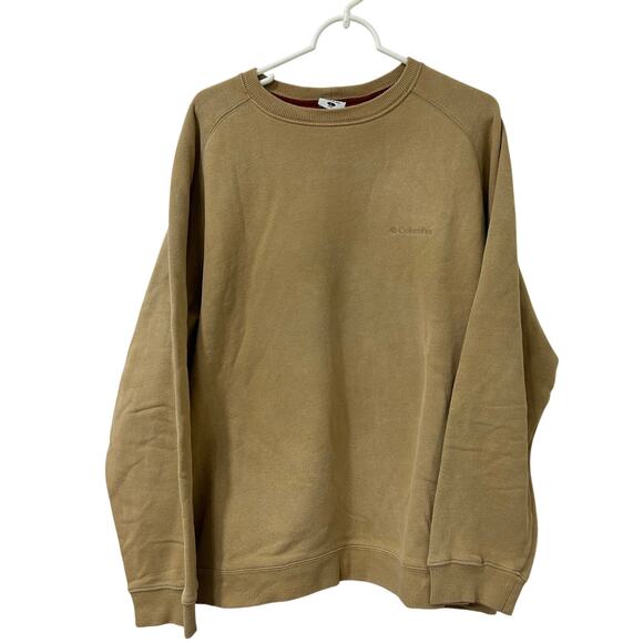 Columbia Vintage Mens Sz Large Tan Fleece Crewneck Sweatshirt Gorpcore Y2K - Picture 1 of 7
